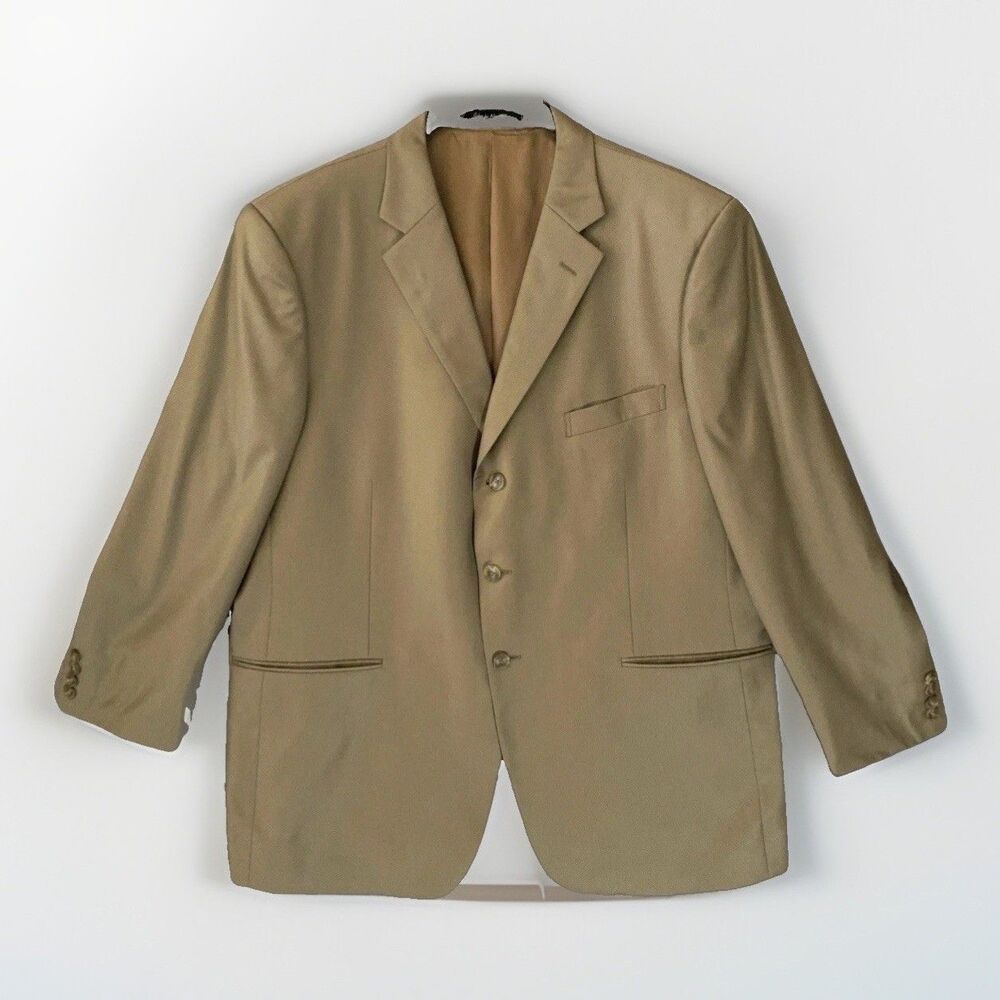 John W. Nordstrom Suit Jacket Blazer 48R Loro Piana Super 120s Wool 3-Button Tan